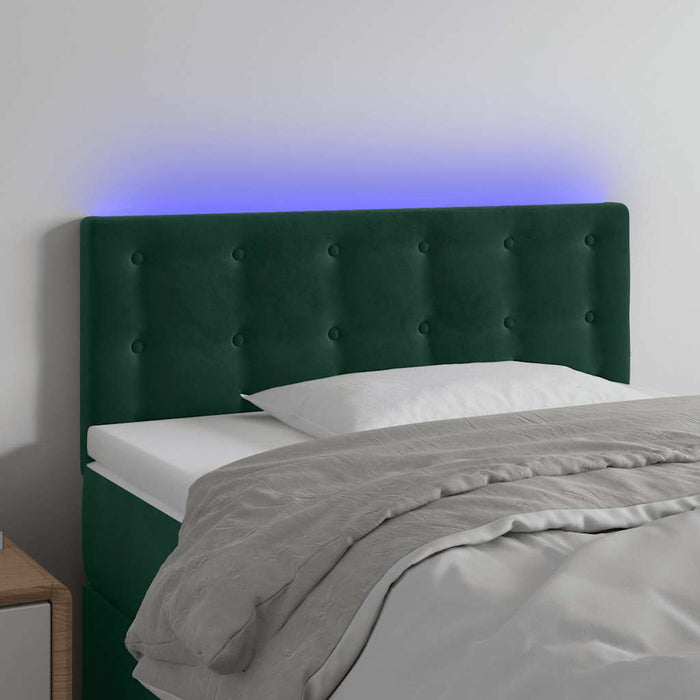 Tăblie de pat cu LED, verde închis, 80x5x78/88 cm, catifea - WALTI WALTI