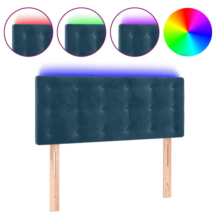 Tăblie de pat cu LED, albastru închis, 80x5x78/88 cm, catifea WALTI