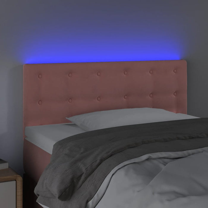Tăblie de pat cu LED, roz, 80x5x78/88 cm, catifea WALTI