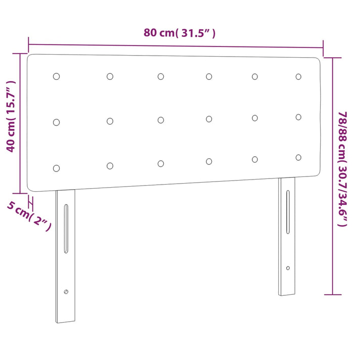 Tăblie de pat cu LED, roz, 80x5x78/88 cm, catifea WALTI
