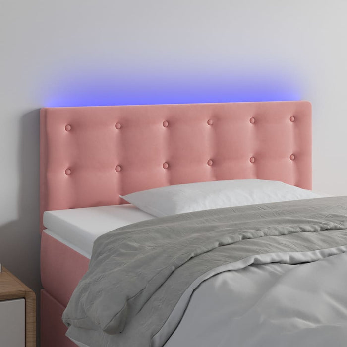 Tăblie de pat cu LED, roz, 80x5x78/88 cm, catifea WALTI