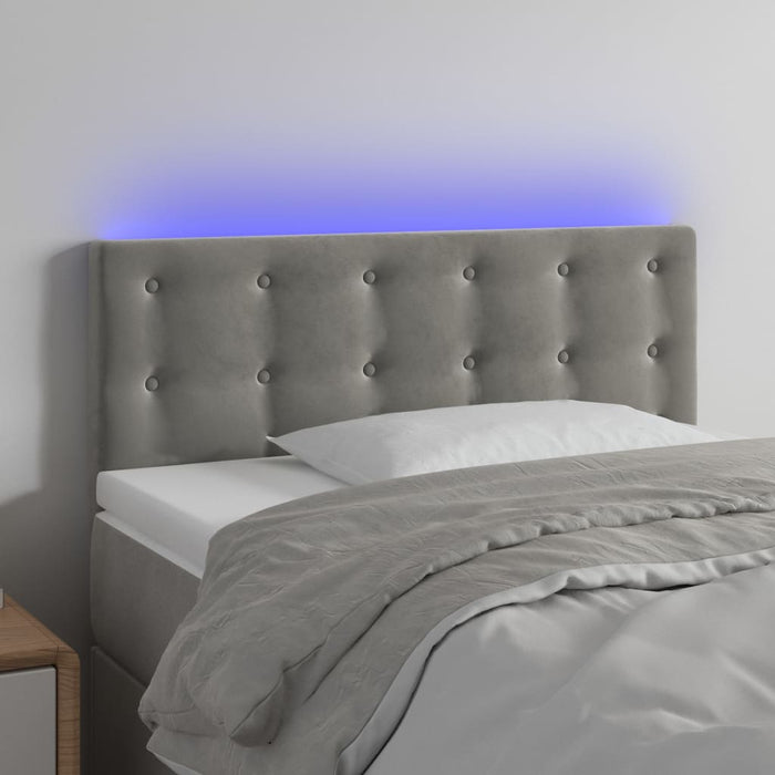 Tăblie de pat cu LED, gri deschis, 90x5x78/88 cm, catifea - WALTI WALTI