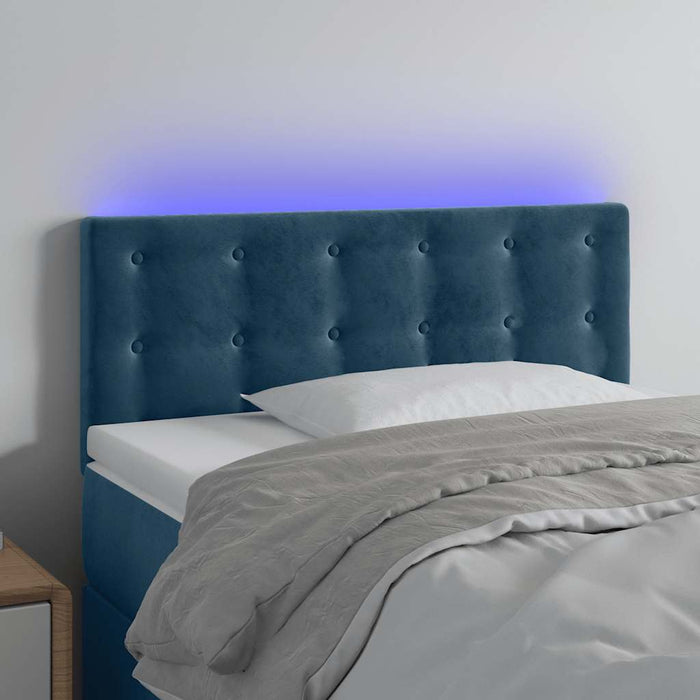 Tăblie de pat cu LED, albastru închis, 90x5x78/88 cm, catifea - WALTI WALTI