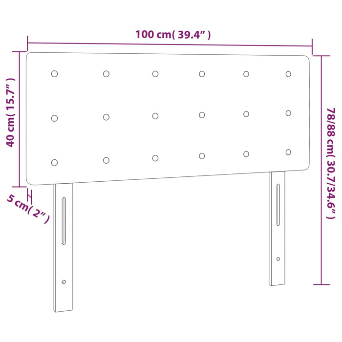 Tăblie de pat cu LED, gri deschis, 100x5x78/88 cm, catifea - WALTI WALTI