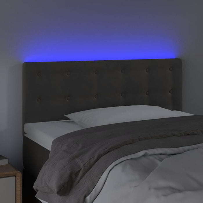 Tăblie de pat cu LED, gri închis, 100x5x78/88 cm, catifea - WALTI WALTI