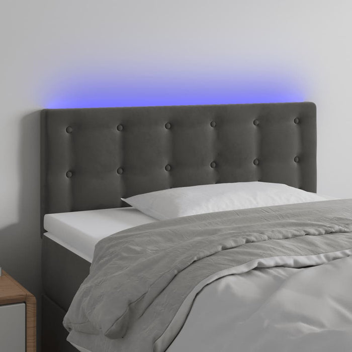Tăblie de pat cu LED, gri închis, 100x5x78/88 cm, catifea - WALTI WALTI
