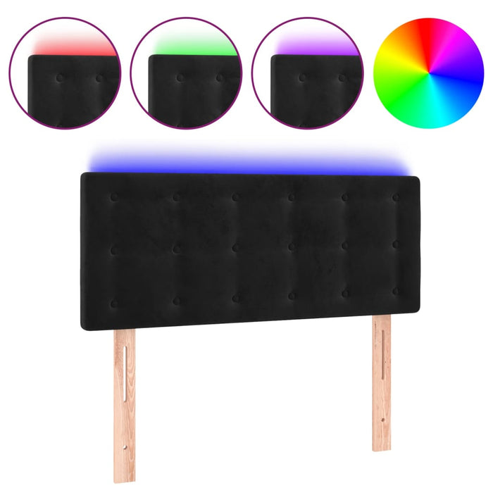 Tăblie de pat cu LED, negru, 100x5x78/88 cm, catifea - WALTI WALTI