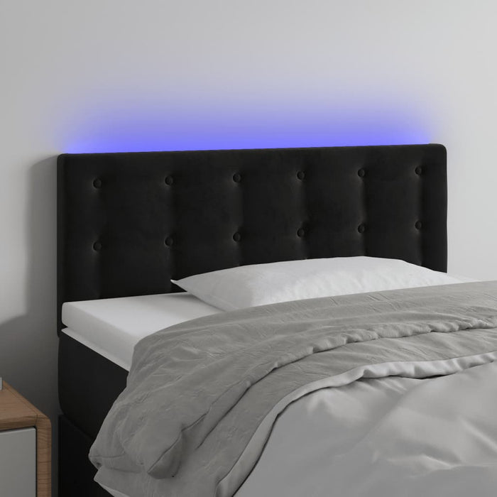 Tăblie de pat cu LED, negru, 100x5x78/88 cm, catifea - WALTI WALTI