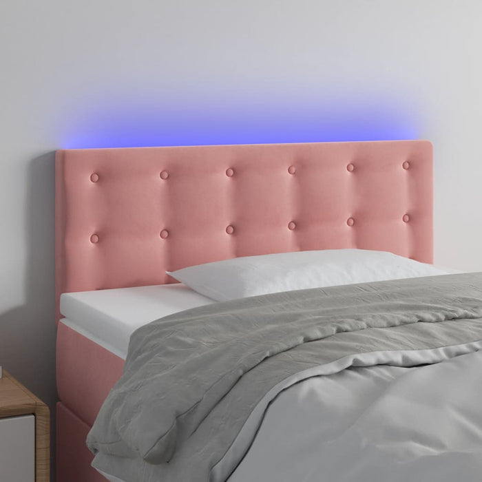 Tăblie de pat cu LED, roz, 90x5x78/88 cm, catifea - WALTI WALTI