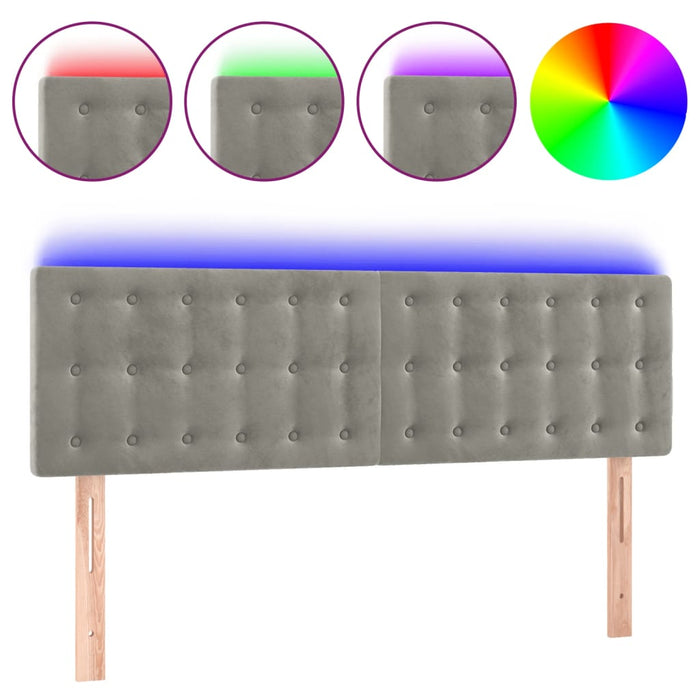 Tăblie de pat cu LED, gri deschis, 144x5x78/88 cm, catifea - WALTI WALTI