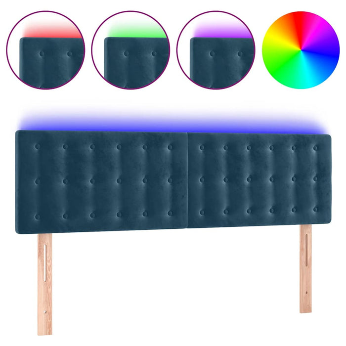 Tăblie de pat cu LED, albastru închis, 144x5x78/88 cm, catifea - WALTI WALTI