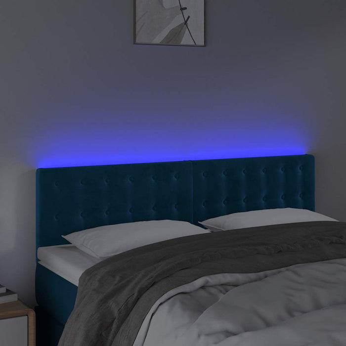 Tăblie de pat cu LED, albastru închis, 144x5x78/88 cm, catifea - WALTI WALTI