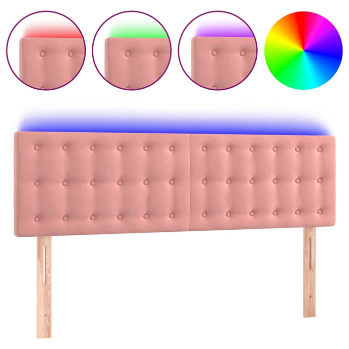 Tăblie de pat cu LED, roz, 144x5x78/88 cm, catifea - WALTI WALTI