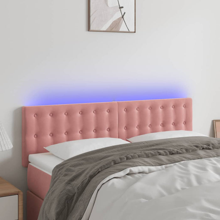 Tăblie de pat cu LED, roz, 144x5x78/88 cm, catifea - WALTI WALTI