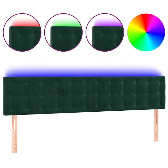 Tăblie de pat cu LED, verde închis, 160x5x78/88 cm, catifea WALTI