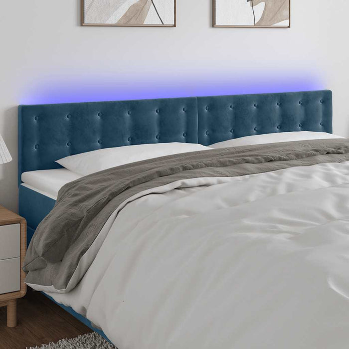 Tăblie de pat cu LED, albastru închis, 160x5x78/88 cm, catifea - WALTI WALTI
