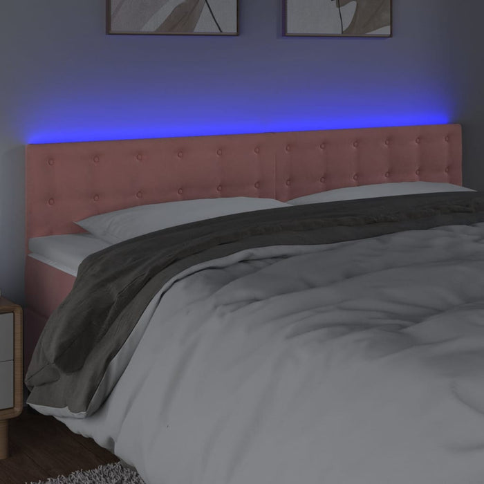 Tăblie de pat cu LED, roz, 160x5x78/88 cm, catifea - WALTI WALTI
