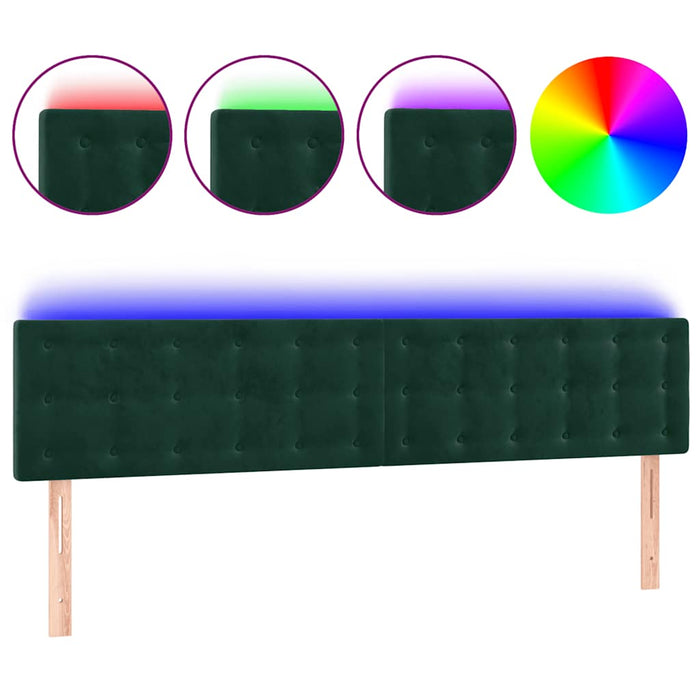 Tăblie de pat cu LED, verde închis, 180x5x78/88 cm, catifea - WALTI WALTI