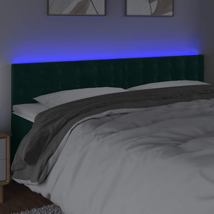 Tăblie de pat cu LED, verde închis, 180x5x78/88 cm, catifea - WALTI WALTI