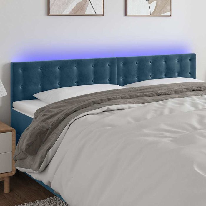 Tăblie de pat cu LED, albastru închis, 180x5x78/88 cm, catifea - WALTI WALTI