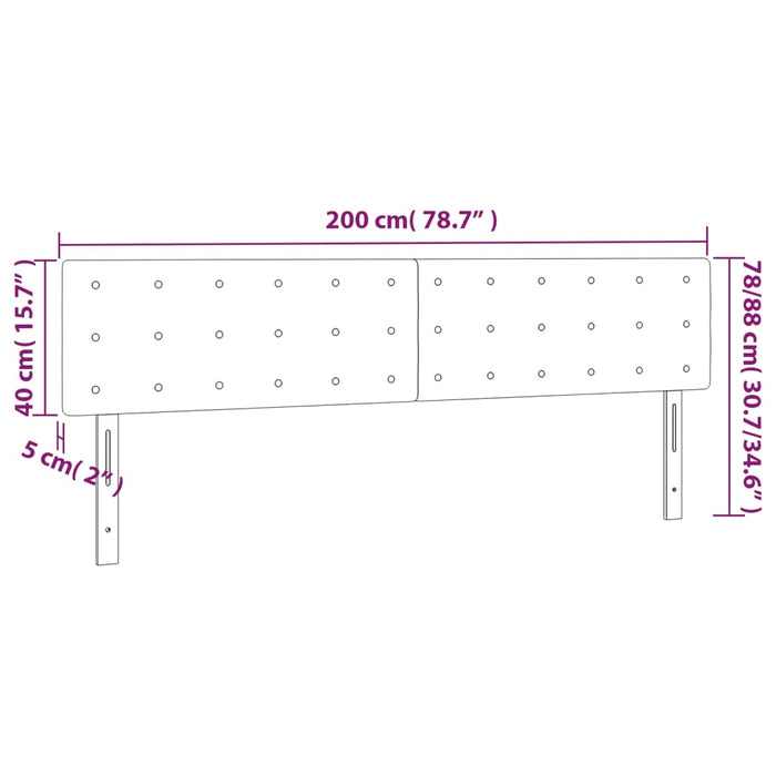 Tăblie de pat cu LED, gri deschis, 200x5x78/88 cm, catifea - WALTI WALTI