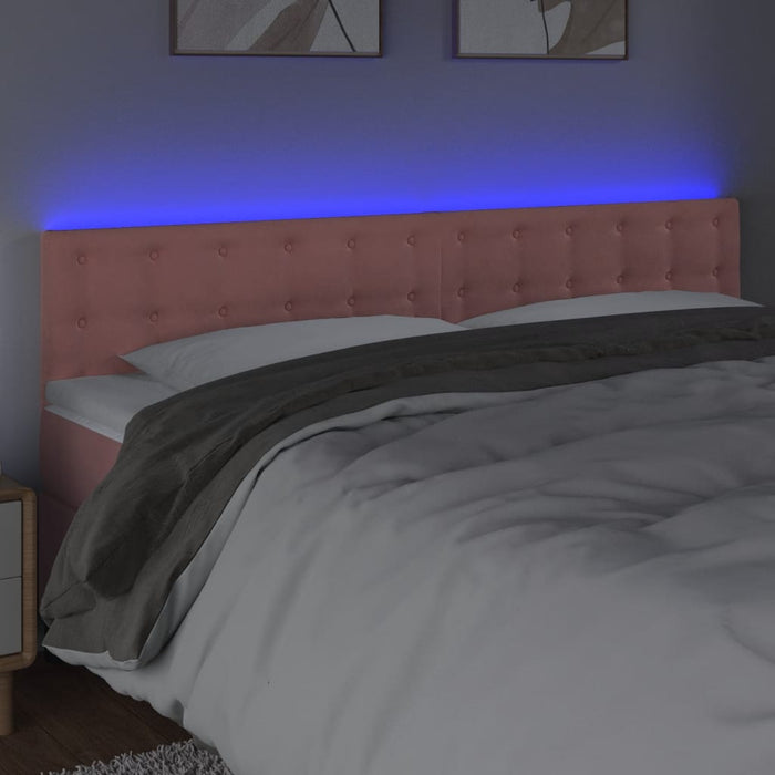 Tăblie de pat cu LED, roz, 200x5x78/88 cm, catifea - WALTI WALTI