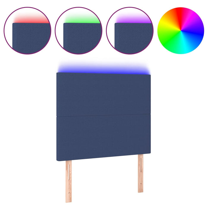 Tăblie de pat cu LED, albastru, 80x5x118/128 cm, textil - WALTI WALTI