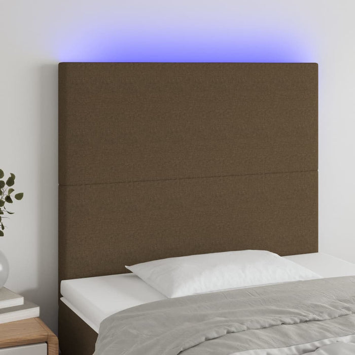 Tăblie de pat cu LED, maro închis, 90x5x118/128 cm, textil - WALTI WALTI