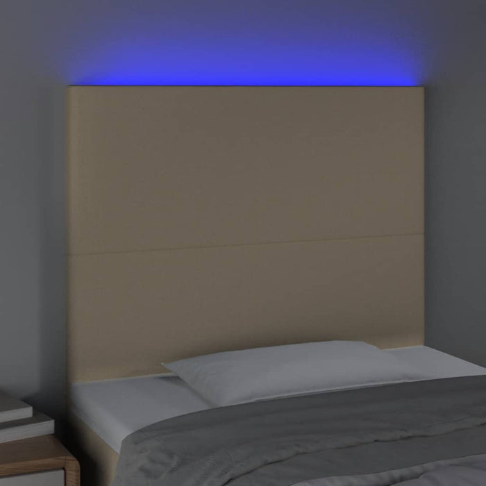 Tăblie de pat cu LED, crem, 90x5x118/128 cm, textil - WALTI WALTI