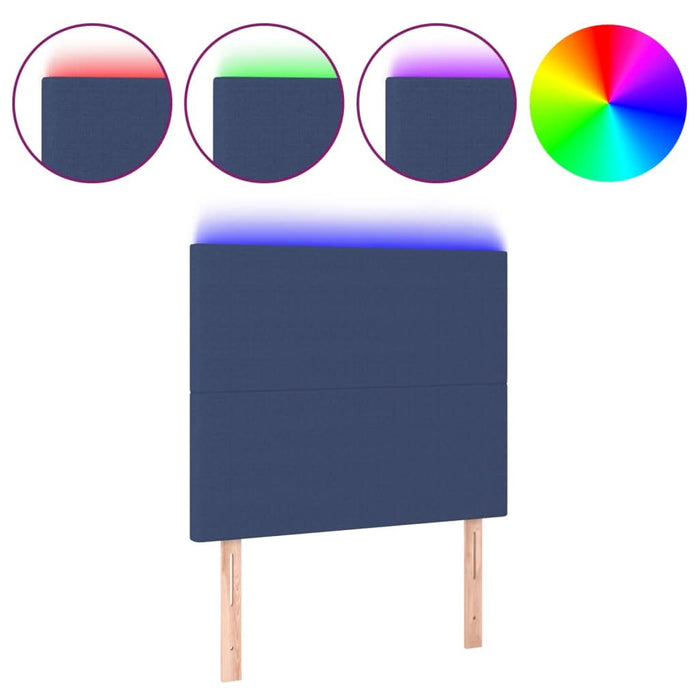Tăblie de pat cu LED, albastru, 90x5x118/128 cm, textil - WALTI WALTI
