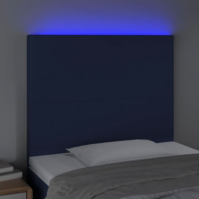 Tăblie de pat cu LED, albastru, 90x5x118/128 cm, textil - WALTI WALTI