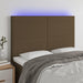 Tăblie de pat cu LED, maro închis, 144x5x118/128 cm, textil - WALTI WALTI