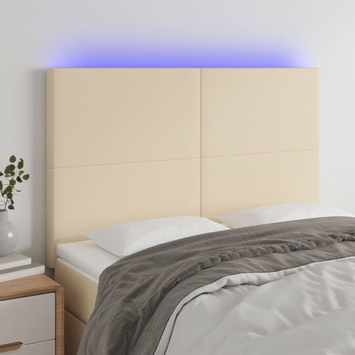 Tăblie de pat cu LED, crem, 144x5x118/128 cm, textil - WALTI WALTI