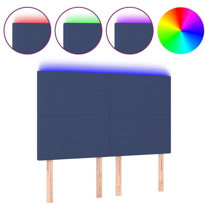 Tăblie de pat cu LED, albastru, 144x5x118/128 cm, textil - WALTI WALTI