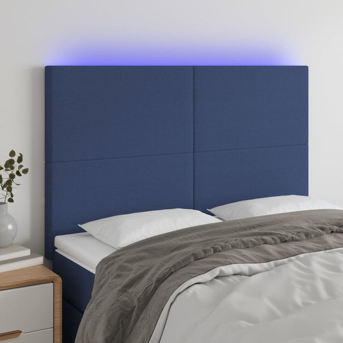 Tăblie de pat cu LED, albastru, 144x5x118/128 cm, textil - WALTI WALTI