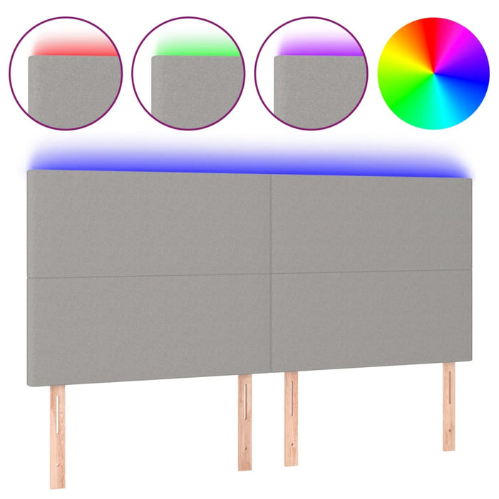 Tăblie de pat cu LED, gri deschis, 160x5x118/128 cm, textil WALTI