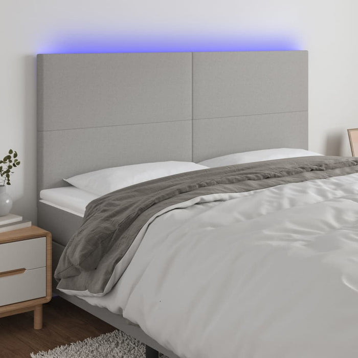 Tăblie de pat cu LED, gri deschis, 160x5x118/128 cm, textil WALTI