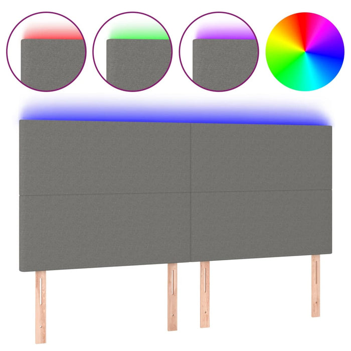 Tăblie de pat cu LED, gri închis, 160x5x118/128 cm, textil WALTI