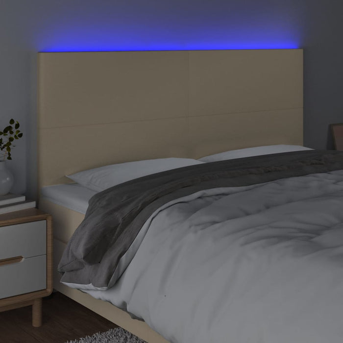 Tăblie de pat cu LED, crem, 160x5x118/128 cm, textil WALTI