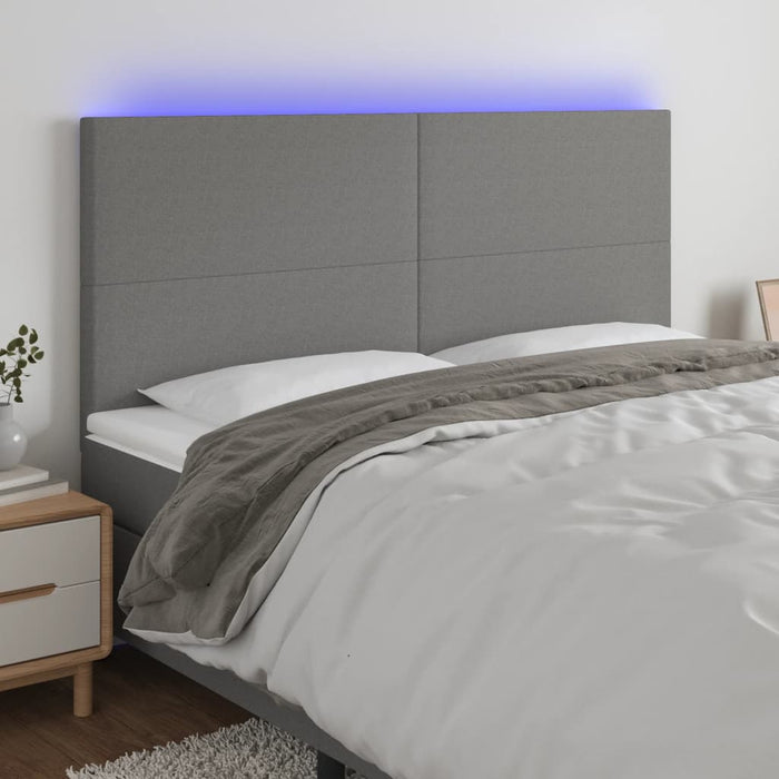 Tăblie de pat cu LED, gri închis, 200x5x118/128 cm, textil - WALTI WALTI