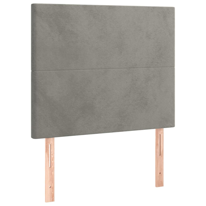 Tăblie de pat cu LED, gri deschis, 80x5x118/128 cm, catifea WALTI