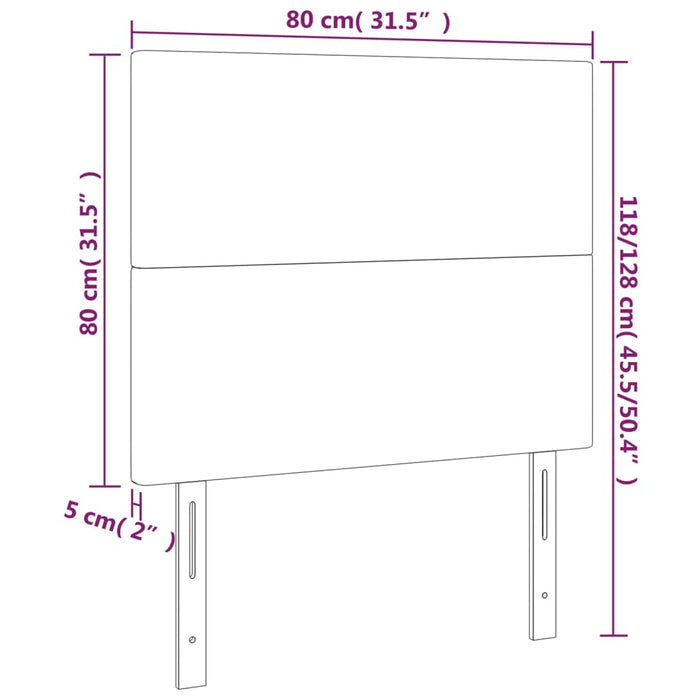 Tăblie de pat cu LED, gri deschis, 80x5x118/128 cm, catifea WALTI