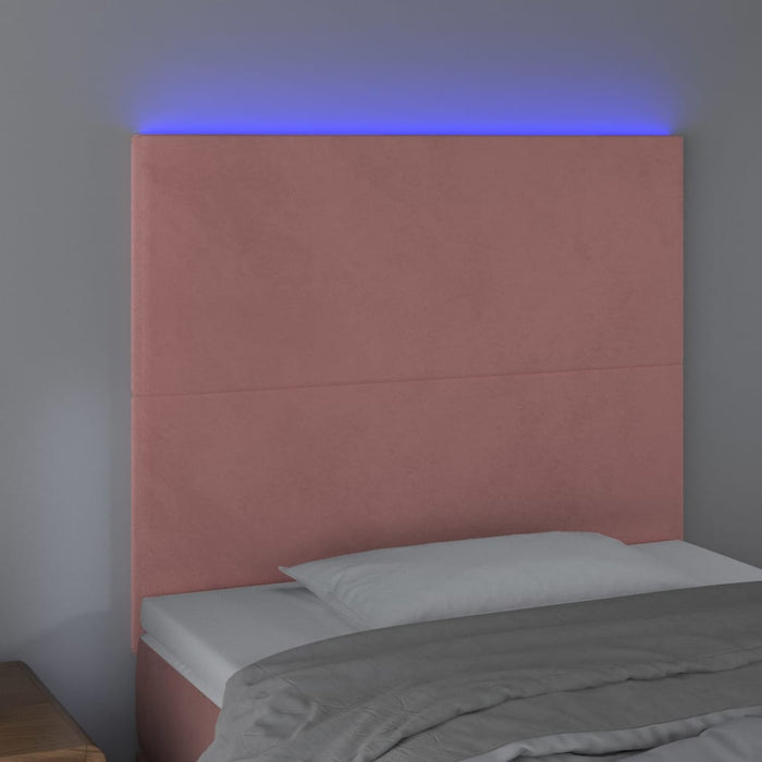 Tăblie de pat cu LED, roz, 80x5x118/128 cm, catifea - WALTI WALTI