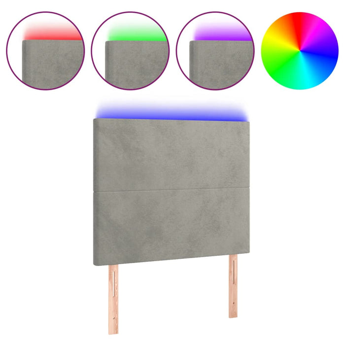 Tăblie de pat cu LED, gri deschis, 90x5x118/128 cm, catifea WALTI