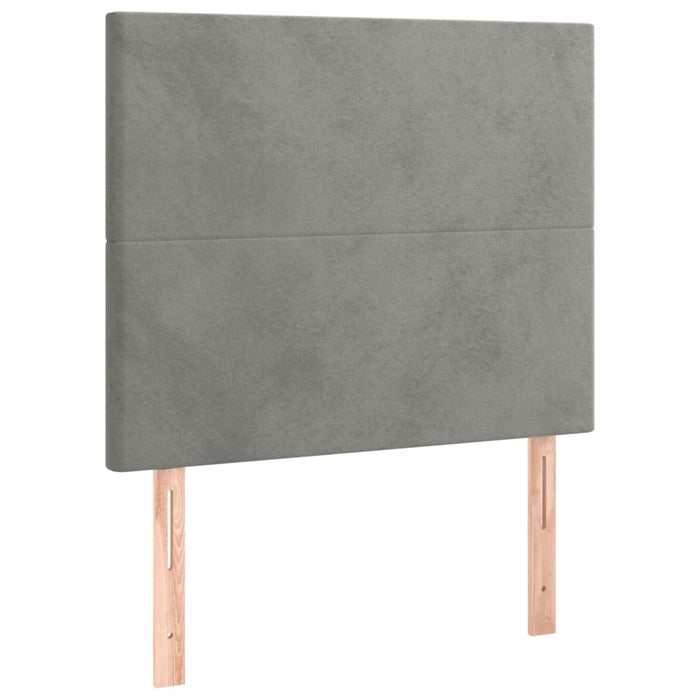 Tăblie de pat cu LED, gri deschis, 90x5x118/128 cm, catifea WALTI