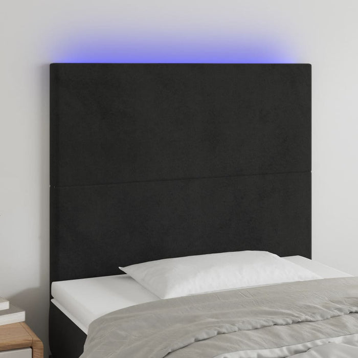 Tăblie de pat cu LED, negru, 90x5x118/128 cm, catifea - WALTI WALTI