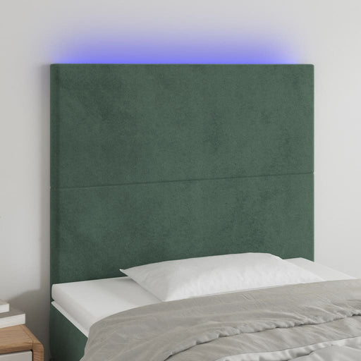 Tăblie de pat cu LED, verde închis, 90x5x118/128 cm, catifea - WALTI WALTI