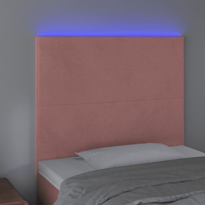Tăblie de pat cu LED, roz, 90x5x118/128 cm, catifea - WALTI WALTI