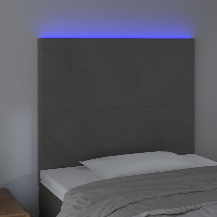 Tăblie de pat cu LED, gri închis, 100x5x118/128 cm, textil - WALTI WALTI
