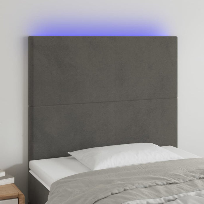 Tăblie de pat cu LED, gri închis, 100x5x118/128 cm, textil - WALTI WALTI